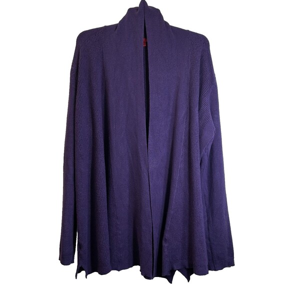 Women's Sweater Size XXL Purple Chevron Knit Cardigan Open Front Layering Soft - Picture 1 of 12